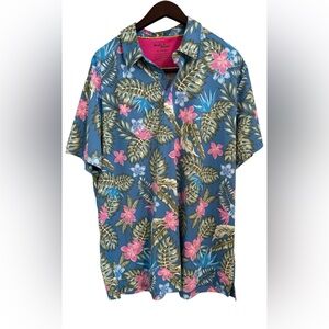 Birdie Bound Stretch Performance Polo Shirt Tropical Golf Pickleball Size XL
